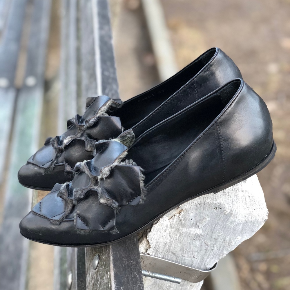Ink flat Slip on moccasin in black Sherling - Picture 8 of 8